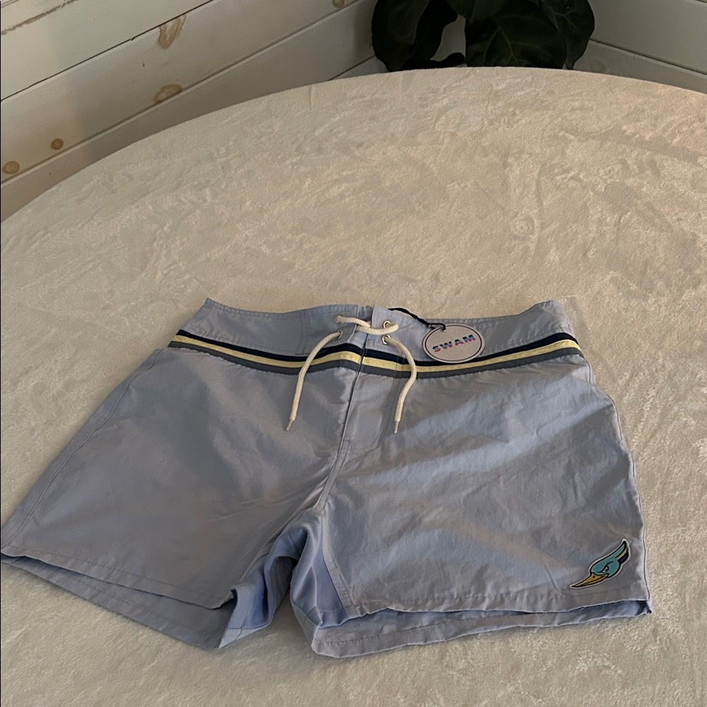 SWAM Woodpecker Light Blue Men's Shorts with Embroidered Logo